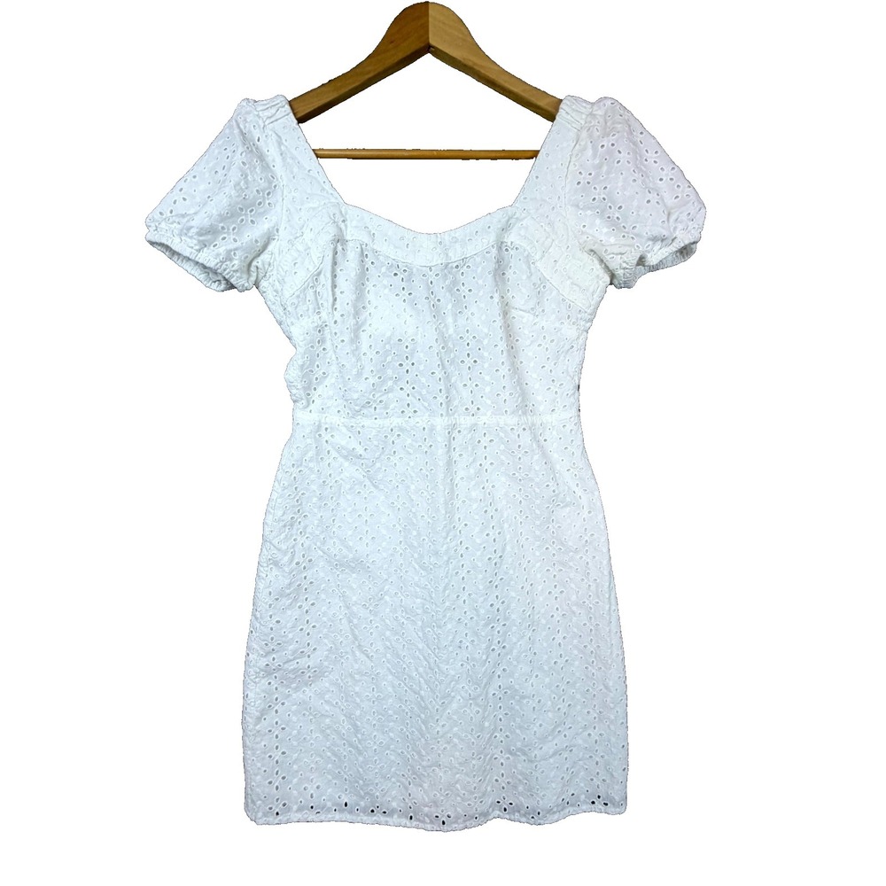 Gianni Bini GB Mini Dress Womens Small White Angelcore Eyelet PIcnic Date Girly